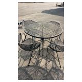 Outdoor Wrought Iron Table & 4 Chairs