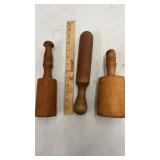 3 Antique Wood Smasher Strainers