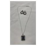 Sterling Silver Necklace & Earrings Black