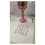 14" Tall Pink Mantle Luster Candle Stand