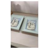 14"x12  Framed Chalkware Plaster Victorian Couple