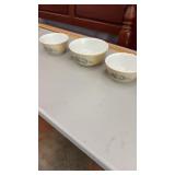 3 Nesting Pyrex Mixing Bowls Homestead Pattern