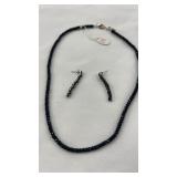 Sterling Silver Necklace & Earrings Black