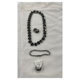 Sterling Silver Jewelry Set Black