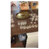 Pretty Glassware with Gold ascents & Tray