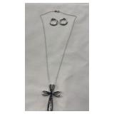 Sterling Silver Necklace & Earrings Black