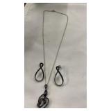 Sterling Silver Necklace & Earrings Black