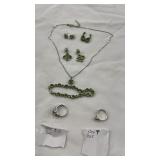 Sterling Silver Jewelry Set Green
