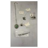 Sterling Silver .925 Jewelry Green Stones