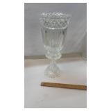 16" Tall Cut Glass Crystal Hurricane Candle Lamp