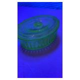 Uranium Vaseline Glass Trinket Jewelry Powder Box