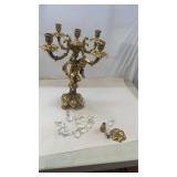 19 1/2" Tall Brass Finish Cherub Candelabra