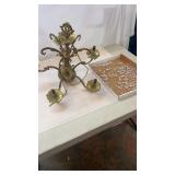 Vintage Chandelier with Glass Prisms