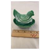 3 1/2" Swirl Slag Glass Hen On Nest HON