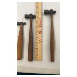 3 Small Vintage Ball Peen Hammers