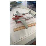 1950s Metal  Hubley Lockheed P-38 Airplane