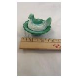 3" Mosser Slag Swirl Glass Hen on Nest HON Salt