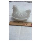 4 1/2" Vintage Milk Glass Hen on Nest HON