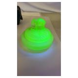 1930s Uranium Satin Glass Powder Dish Bowl