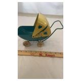 Vintage Pressed Steel 1930s Toy Baby Stroller