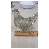 Vintage 5" Glass Hen Candy Container