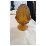 5 1/2" Tall Indiana Tiara Glass Amber Fairy Lamp