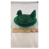 6 1/2" Mosser Green Glass Hen On Nest HON