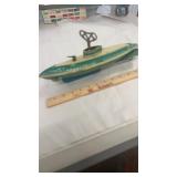 1940s Wolverine Wind Up Tin Lithograph Submarine