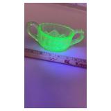 Vintage Uranium Green Glass Imperial Sugar Bowl