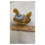 3 1/2" Boyd Swirl Glass Hen on Nest HON