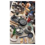 Table Full of Antiques & Collectibles