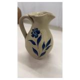 Salt Glaze Stoneware Pottery with Blue Flower