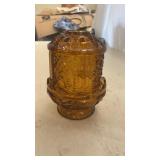 6 1/2' Tall Indiana Glass Amber Fairy Lamp