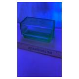Green Depression Glass Butter Refrigerator Dish
