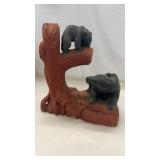 14' Tall Hand Carved Wooden Black Bears