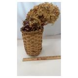 Small Split Oak Hand Woven Basket & Dried Flowers