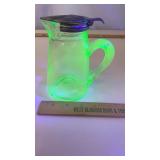 Vintage Uranium Glass Syrup Creamer Pitcher