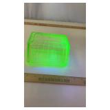 Green Uranium Glass Butter Dish
