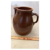 Antique Stoneware Glazed Pottery Pitcher
