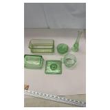Group of Green Depression Glass Some Glows
