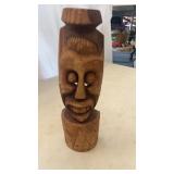 13' Wooden Hand Carved Tiki Sculpture