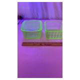 Uranium Vaseline Glass Refrigerator Dishes CHIPPED