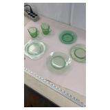 Group of Green Depression Glass 2 do Glow