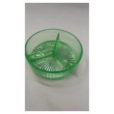 Uranium Glass Divided Bowl