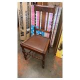 Antique Barley Twist Chair with Leather Seat
