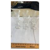 6 Fostoria Etched Wine Glasses Tumblers