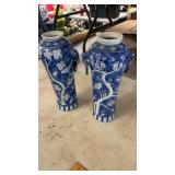 Pair of Blue & White Vases
