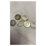 6 Silver Half Dollar Coins Dated 1950 & 1951