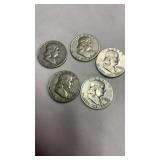 5 Silver 1954 Half Dollar 50 Cent Coins