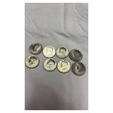 8 Half Dollar Coins 1974, 1976 & 1985